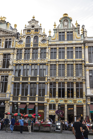Brussels, Belgium - August 26, 2017: View of the Grand Place with people walking around in Brussels, Belgiumのeditorial素材