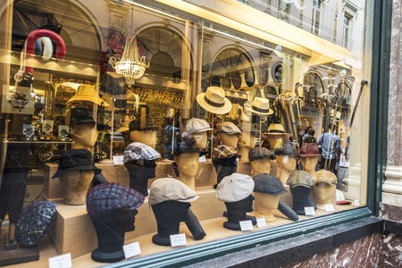 Brussels, Belgium - August 26, 2017: Millinery store in the Galeries Royales Saint Hubert in Brussels, Belgiumのeditorial素材