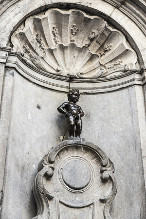 Brussels, Belgium - August 26, 2017: Manneken pis is a bronze statue located in the historical center of Brussels, Belgiumのeditorial素材