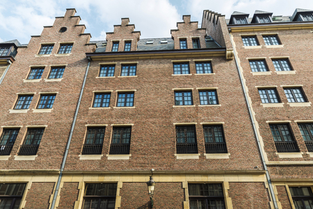 Facade of classical buildings in the historical center in Brussels, Belgiumの写真素材
