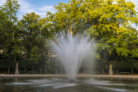 Fountain in a public park in the center of Brussels, Belgiumの写真素材