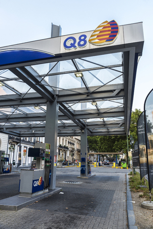 Brussels, Belgium - August 27, 2017: Q8 gas station in the center of Brussels, Belgiumのeditorial素材