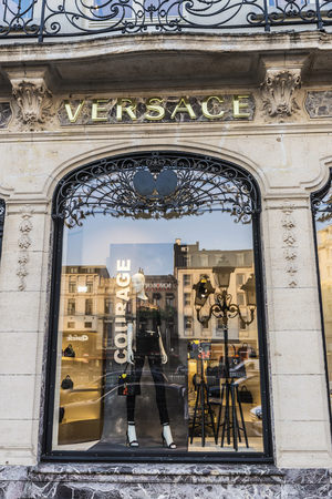 Brussels, Belgium - August 27, 2017: Versace shop in the center of Brussels, Belgiumのeditorial素材