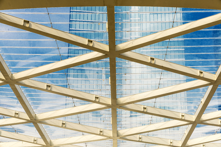 Facade of a modern office building as background in Brussels, Belgiumの写真素材