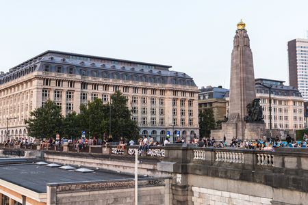 Brussels, Belgium - August 27, 2017: Memorial to fallen soldiers during the first and second world war with people around in Brussels, Belgiumのeditorial素材
