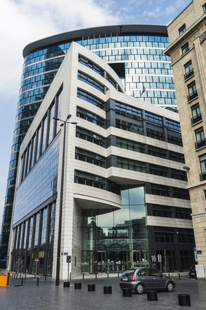 Brussels, Belgium - August 27, 2017: Facade of a modern office buildings in Brussels, Belgiumのeditorial素材