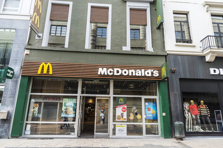 Brussels, Belgium - August 27, 2017: McDonald's Restaurant in the center of Brussels, Belgiumのeditorial素材