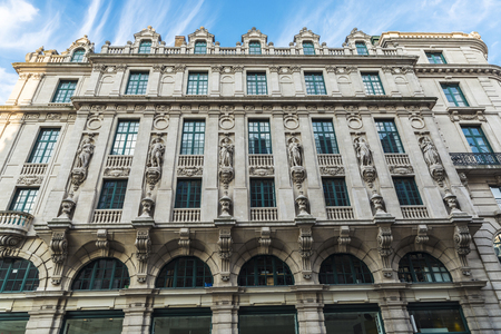 Facade of classical buildings in the historical center of Brussels, Belgiumのeditorial素材