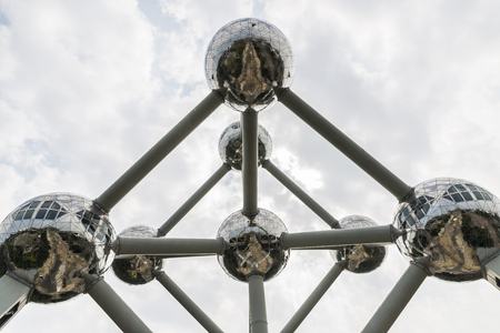 Brussels, Belgium - August 27, 2017: Atomium, famous structure in the form of an atom, in the exhibition park in Brussels, Belgiumのeditorial素材