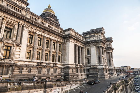 Brussels, Belgium - August 27, 2017: Courthouse or Palace of Justice, a great classical palace with people around, in Brussels, Belgiumのeditorial素材