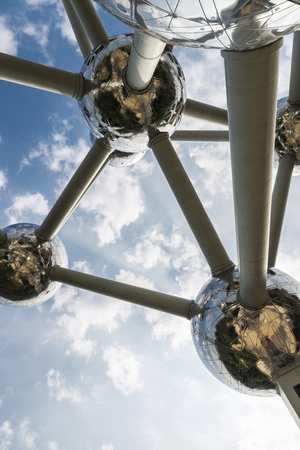 Brussels, Belgium - August 27, 2017: Atomium, famous structure in the form of an atom, in the exhibition park in Brussels, Belgiumのeditorial素材