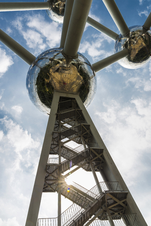 Brussels, Belgium - August 27, 2017: Atomium, famous structure in the form of an atom, in the exhibition park in Brussels, Belgiumのeditorial素材