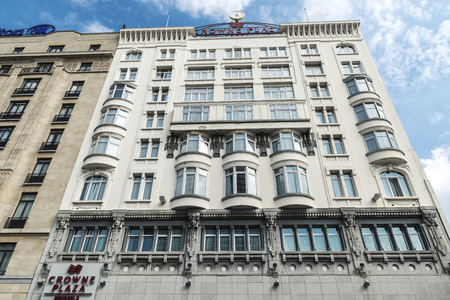 Brussels, Belgium - August 27, 2017: Facade of the Hilton Hotel in Brussels, Belgiumのeditorial素材