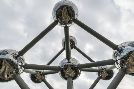 Brussels, Belgium - August 27, 2017: Atomium, famous structure in the form of an atom, in the exhibition park in Brussels, Belgiumのeditorial素材