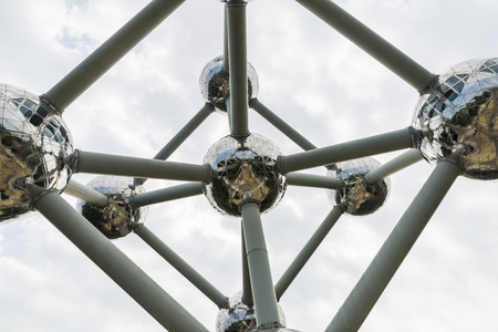 Brussels, Belgium - August 27, 2017: Atomium, famous structure in the form of an atom, in the exhibition park in Brussels, Belgiumのeditorial素材