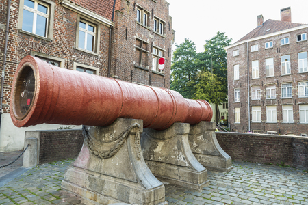 Medieval canyon called Dulle Griet in the medieval city of Ghent, Belgiumの写真素材