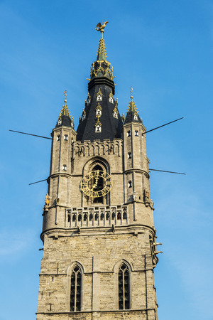 Belfry of Ghent, bell tower, of the medieval city of Ghent, Belgiumの写真素材