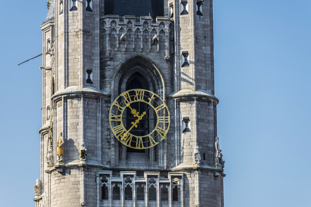Bell tower called Belfry in the medieval city of Ghent in Belgiumの写真素材