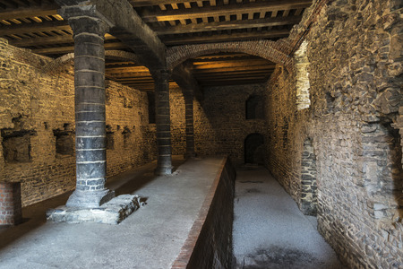 Interior of the Gravensteen medieval castle in the old town of the city of Ghent, Belgiumのeditorial素材