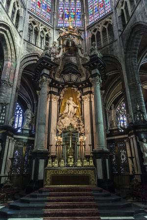 Altar of the Saint Bavo Cathedral (also known as Sint-Baafs Cathedral) in an old historic center of the medieval city of Ghent, Belgiumのeditorial素材