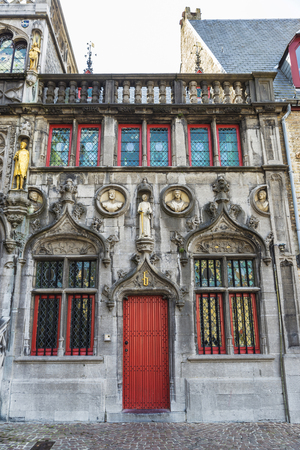 The Basilica of the Holy Blood in the medieval city of Bruges, Belgiumの写真素材