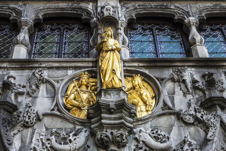 The Basilica of the Holy Blood in the medieval city of Bruges, Belgiumの写真素材