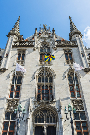Facade of the Provinciaal Hof (Province Court), on the market place of Bruges in Belgiumの写真素材