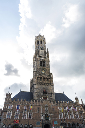 Bruges, Belgium, - August 31, 2017: Belfry is a medieval bell tower in the historic center of Bruges, Belgiumのeditorial素材