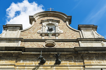 Facade of an old church restored in a concert hall and named after the composer of Bruges Joseph Ryelandt in the medieval city of Bruges, Belgiumの写真素材