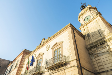 City hall of Corleone, a town known for associating with the mafia in Sicily, Italyの写真素材
