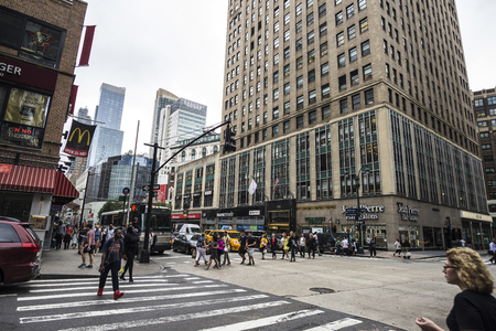 New York City, USA - July 25, 2018: Sixth Avenue (6th Avenue) â€“ officially Avenue of the...