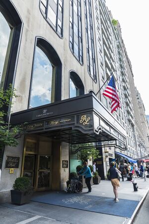 New York City, USA - July 28, 2018: Facade of the Park Lane Hotel with people around in Manhattan, New York City, USAのeditorial素材