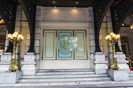 New York City, USA - July 28, 2018: Entrance of the Plaza Hotel, a luxury hotel and condominium apartment building in the Midtown Manhattan next to Central Park in New York City, USAのeditorial素材