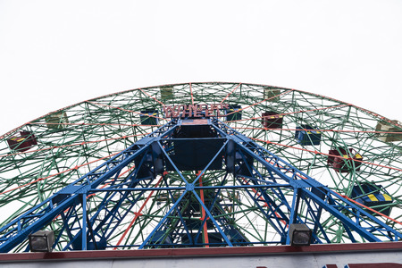 New York City, USA - July 30, 2018: Wonder Wheel in the Luna Park amusement park on summer in Coney Island Beach, Brooklyn, New York City, USAのeditorial素材