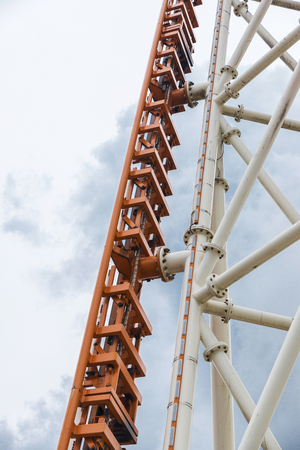 New York City, USA - July 30, 2018: Thunderbolt, a steel roller coaster, in Luna Park amusement park in Coney Island Beach, Brooklyn, New York City, USAのeditorial素材