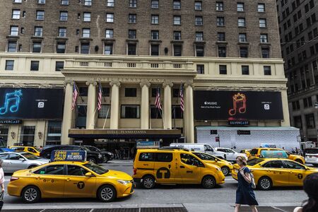 New York City, USA - July 31, 2018: Facade of the Pennsylvania Hotel, in front of the Madison Square...