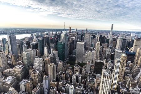 New York City, USA - July 31, 2018: Elevated view of the skyline of modern skyscrapers of Manhattan in New York City, USAのeditorial素材