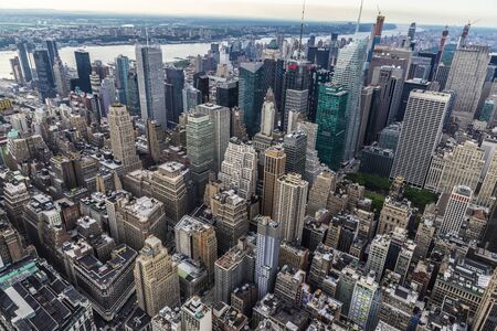 New York City, USA - July 31, 2018: Elevated view of the skyline of modern skyscrapers of Manhattan in New York City, USAのeditorial素材