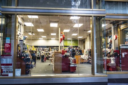 New York City, USA - August 1, 2018: Supermarket with people inside in Fifth Avenue (5th Avenue), Manhattan, New York City, USAのeditorial素材