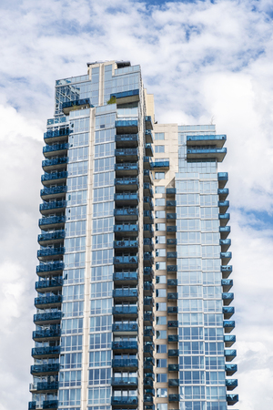 View of the skyline of a modern skyscraper in Long Island City waterfront, New York City, USAのeditorial素材