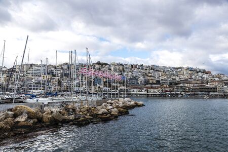 Athens, Greece - January 1, 2019: Yachts and sailboats moored in the port of Athens, Greeceのeditorial素材