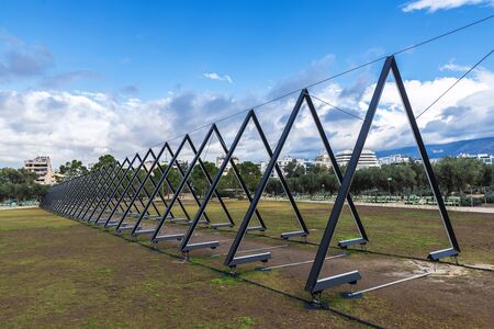 Athens, Greece - January 1, 2019: Artistic installations in the park of the Stavros Niarchos Foundation Cultural Center (SNFCC), in Athens, Greeceのeditorial素材