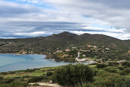 Overview of the coast of East Attica from the Cape Sounion in Greece 
