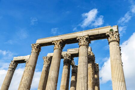 View of the Temple of Olympian Zeus (Olympieion or Columns of the Olympian Zeus) in Athens, Greeceの写真素材
