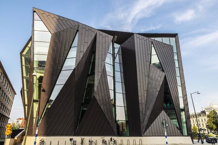 MalmÃ¶, Sweden - August 28, 2019: Facade of the modern World Maritime University in MalmÃ¶,...