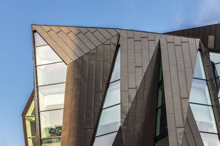 MalmÃ¶, Sweden - August 28, 2019: Facade of the modern World Maritime University in MalmÃ¶, Swedenのeditorial素材