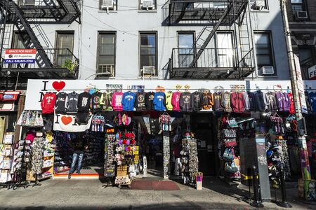 New York City, USA - August 2, 2018: Display of a souvenir shop with a vendor in Chinatown, Manhattan, New York City, USAのeditorial素材