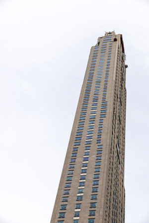 Low angle shot of a modern skyscraper in Manhattan, New York City, USA