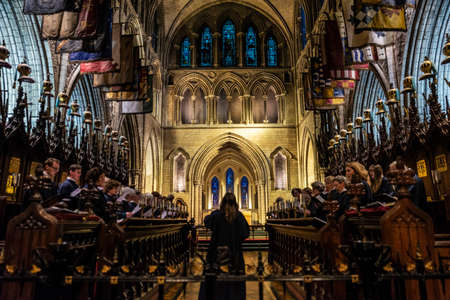 Dublin, Ireland - December 31, 2019: Choir rehearsing in the interior of the Saint Patrick's Cathedral in Dublin, Irelandのeditorial素材