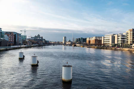 Dublin, Ireland - January 1, 2020: Dublin view from the River Liffey, Ireland